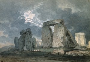 एक आंधी के दौरान स्टोनहेंज, c.1794 (ग्रेफाइट में संकेतों पर पानी का रंग, ईख के पानी से छुआ